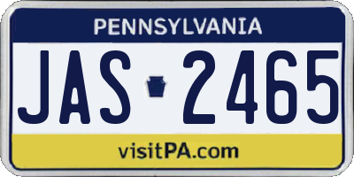 PA license plate JAS2465