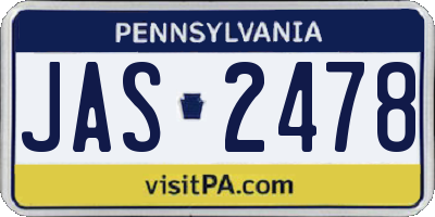 PA license plate JAS2478