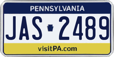 PA license plate JAS2489