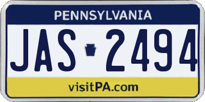 PA license plate JAS2494