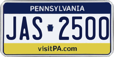 PA license plate JAS2500