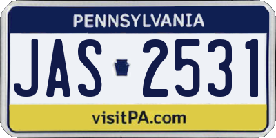 PA license plate JAS2531