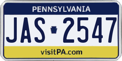 PA license plate JAS2547