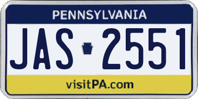 PA license plate JAS2551