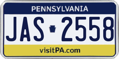 PA license plate JAS2558