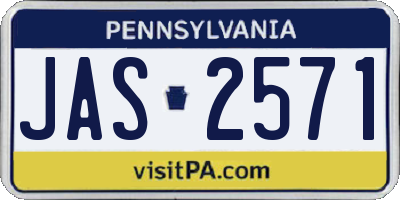 PA license plate JAS2571