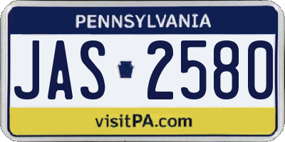 PA license plate JAS2580