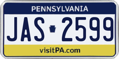 PA license plate JAS2599
