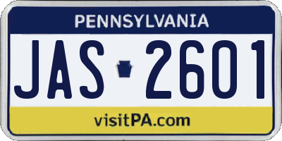 PA license plate JAS2601