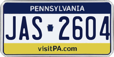 PA license plate JAS2604