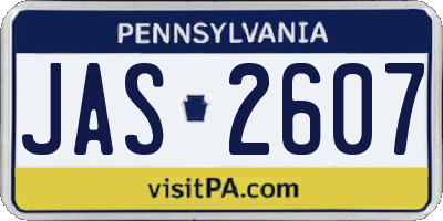 PA license plate JAS2607