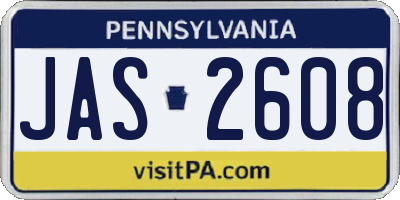 PA license plate JAS2608