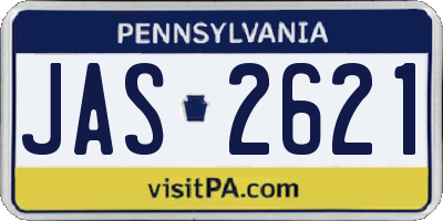PA license plate JAS2621