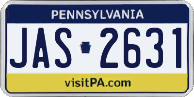 PA license plate JAS2631