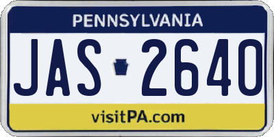 PA license plate JAS2640