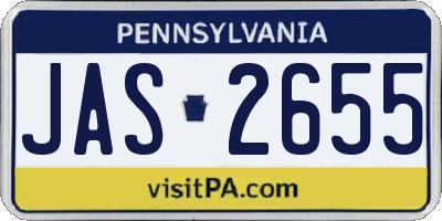 PA license plate JAS2655