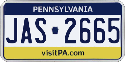 PA license plate JAS2665