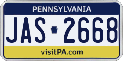 PA license plate JAS2668