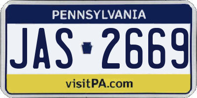 PA license plate JAS2669