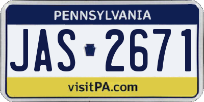 PA license plate JAS2671