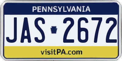 PA license plate JAS2672