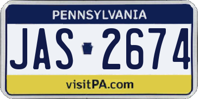PA license plate JAS2674