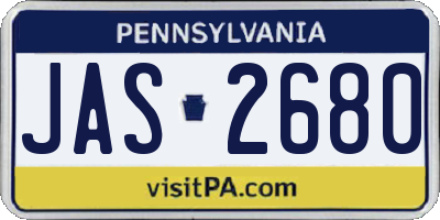 PA license plate JAS2680