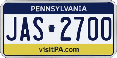 PA license plate JAS2700