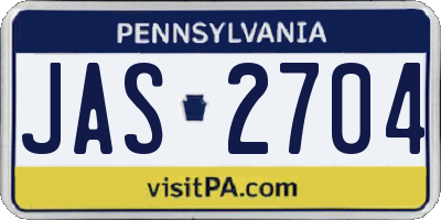 PA license plate JAS2704