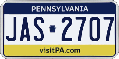 PA license plate JAS2707