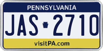 PA license plate JAS2710
