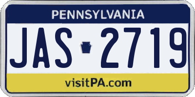 PA license plate JAS2719