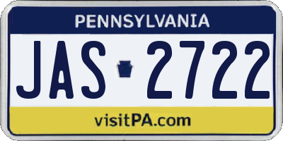 PA license plate JAS2722