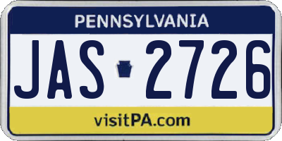 PA license plate JAS2726