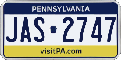 PA license plate JAS2747