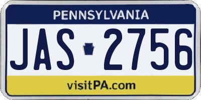 PA license plate JAS2756