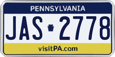 PA license plate JAS2778