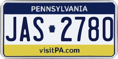 PA license plate JAS2780