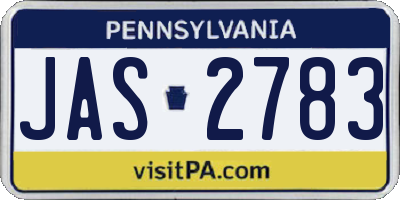PA license plate JAS2783