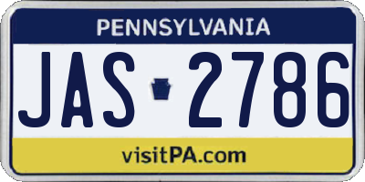 PA license plate JAS2786