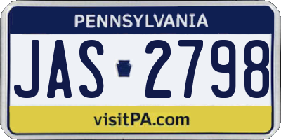PA license plate JAS2798