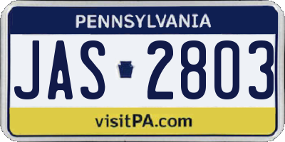 PA license plate JAS2803