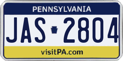 PA license plate JAS2804