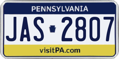 PA license plate JAS2807