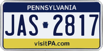 PA license plate JAS2817