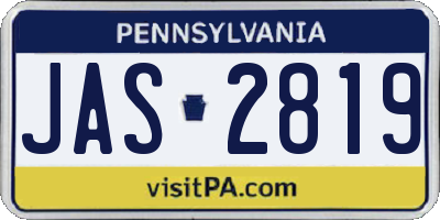 PA license plate JAS2819