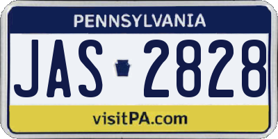 PA license plate JAS2828