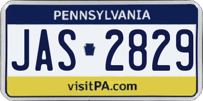 PA license plate JAS2829