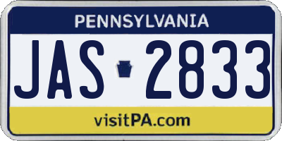 PA license plate JAS2833
