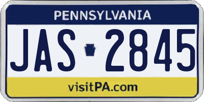 PA license plate JAS2845